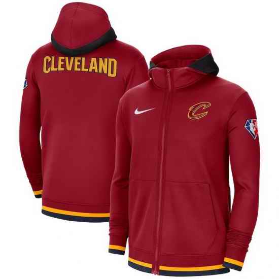 Men Cleveland Cavaliers Nike 75th Anniversary Performance Showtime Full Zip Hoodie Jacket  Red